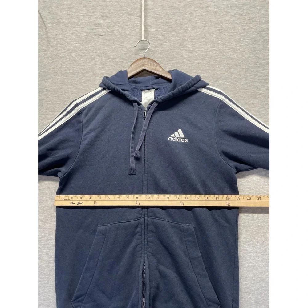 Adidas Essentials Hoodie Mens Small Navy Logo Fleece Lined Full Zip Athleisure